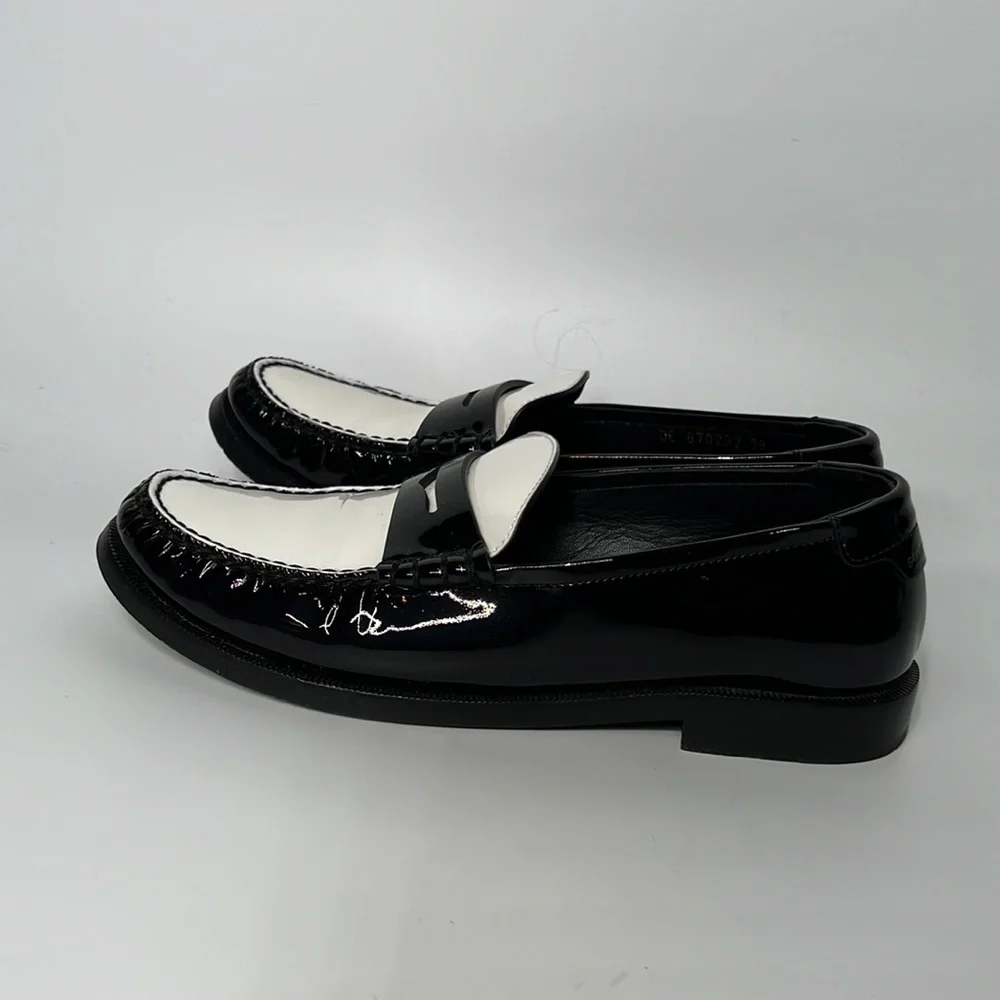 ❌SOLD❌ Saint Laurent Le Loafer Flats in Nero & Blanc Optique 38 - Picture 6 of 10